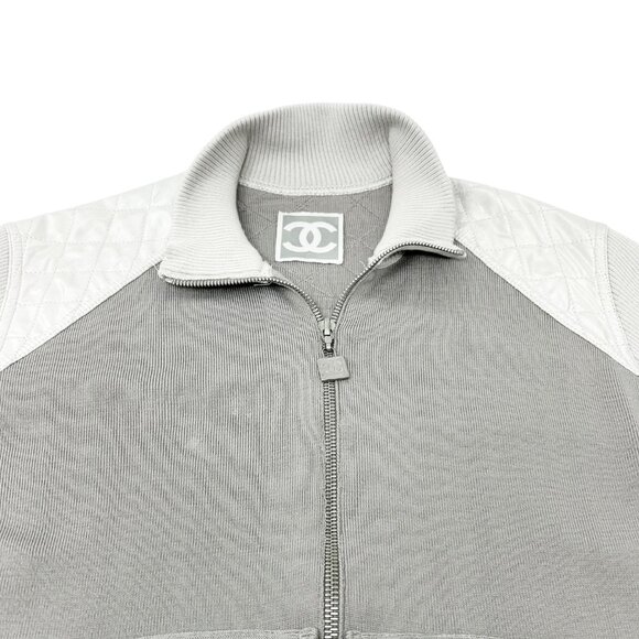 CHANEL Sport Vintage 04P CC Logo Zipped Quilted Jacket Top #44 Gray [105664] - Picture 5 of 12